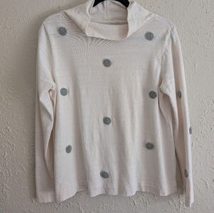 LOFT Textured Polka Dot Mock Turtleneck Sweater